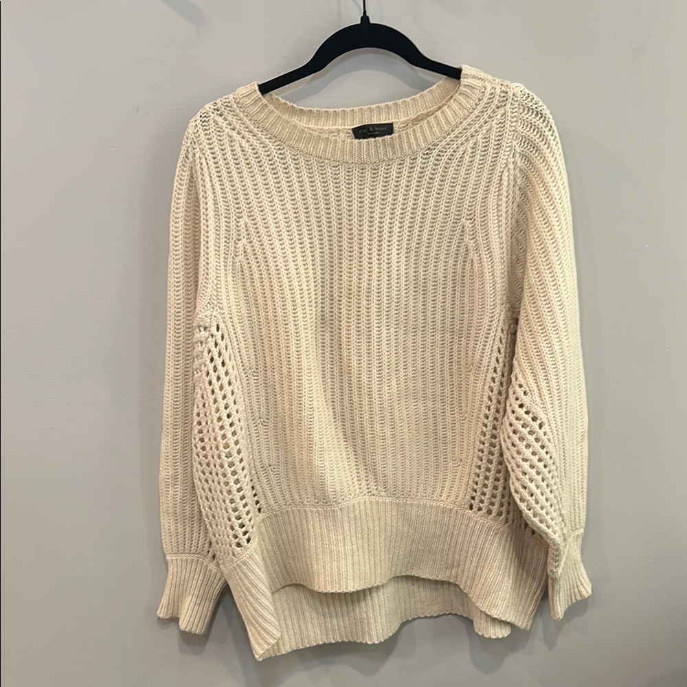 Rag & Bone Cream Crew Neck Sweater with Chunky Knit